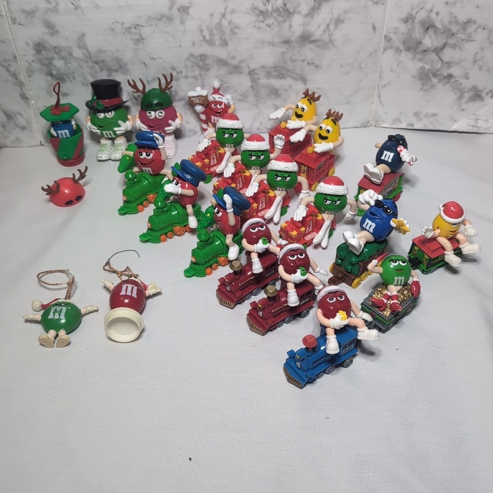 22x Vintage Mars M&M Christmas Train  Candy Tube Topper Figures Ornaments